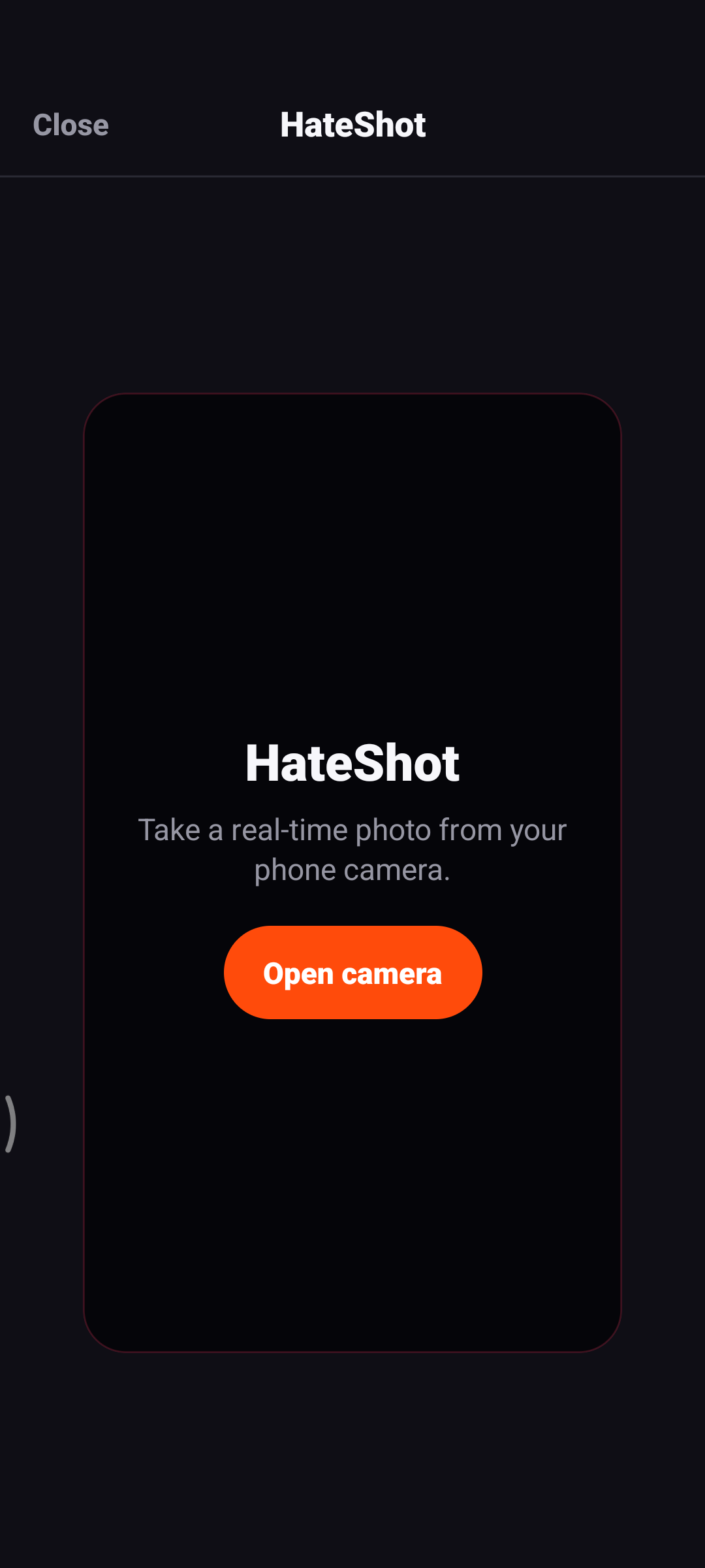 iHate HateShot kamera ekranı